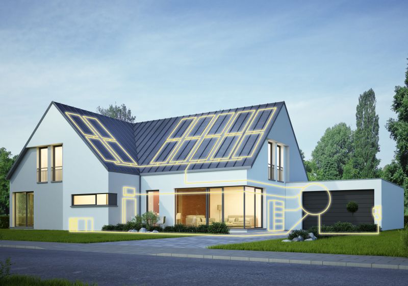 Einfamilienhaus mit Photovoltaikanlage auf Satteldach und Energiespeicher, installiert von TRIOSUN