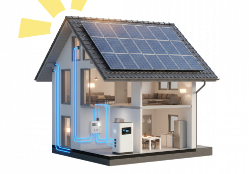 Wärmepumpe im Altbau mit Photovoltaik kombiniert: Haus mit PV-Anlage, Speicher und Wärmepumpe